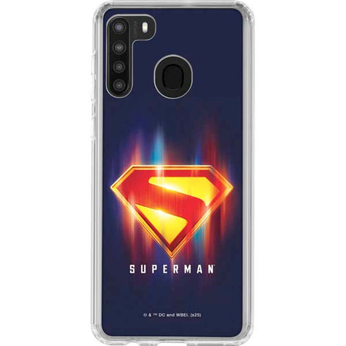 Superman 2025 Energy Shield Neon Emblem Galaxy A21 Clear Case