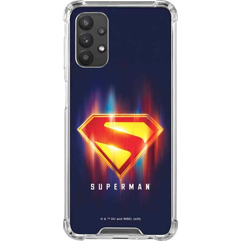 Superman 2025 Energy Shield Neon Emblem Galaxy A32 5G Clear Case