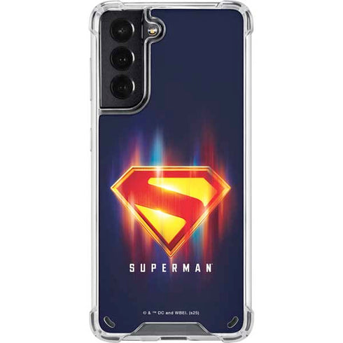 Superman 2025 Energy Shield Neon Emblem Galaxy S21 5G Clear Case