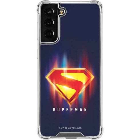 Superman 2025 Energy Shield Neon Emblem Galaxy S21 FE Clear Case