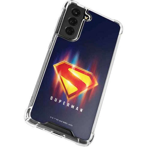 Superman 2025 Energy Shield Neon Emblem Galaxy S21 FE Clear Case