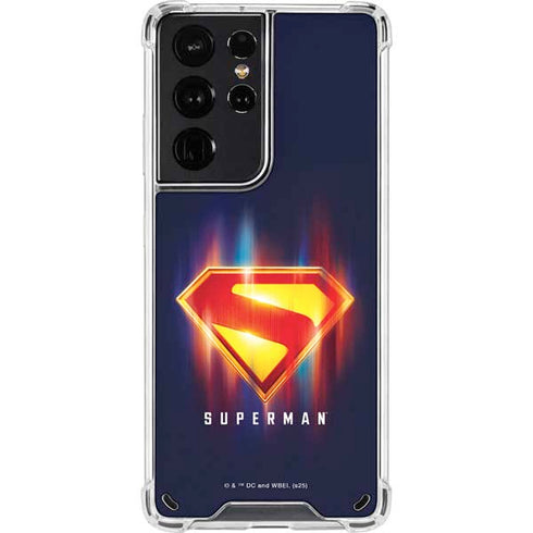 Superman 2025 Energy Shield Neon Emblem Galaxy S21 Ultra 5G Clear Case