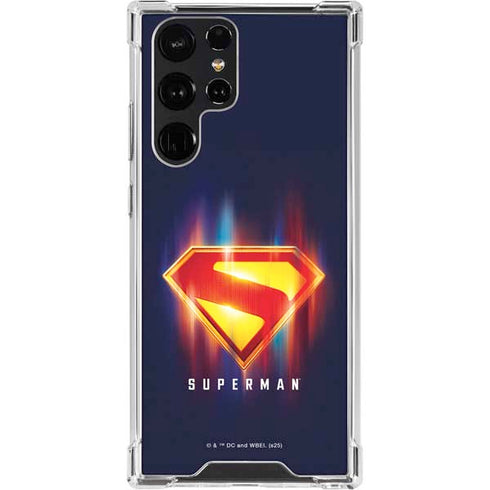 Superman 2025 Energy Shield Neon Emblem Galaxy S22 Ultra Clear Case