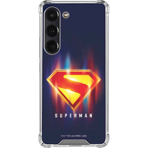 Superman 2025 Energy Shield Neon Emblem Galaxy S23 Clear Case