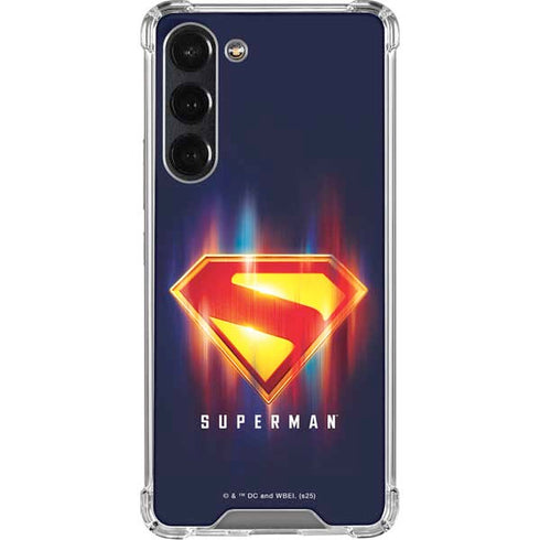 Superman 2025 Energy Shield Neon Emblem Galaxy S23 FE Clear Case