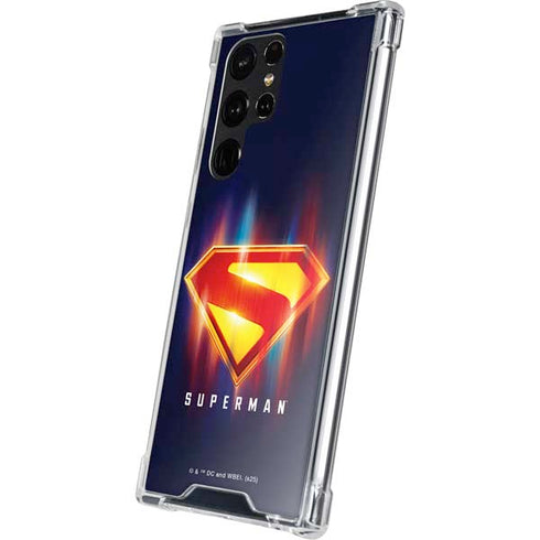Superman 2025 Energy Shield Neon Emblem Galaxy S23 Ultra Clear Case
