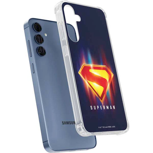 Superman 2025 Energy Shield Neon Emblem Galaxy S24 Clear Case