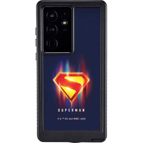 Superman 2025 Energy Shield Neon Emblem Galaxy S24 Ultra Waterproof Case