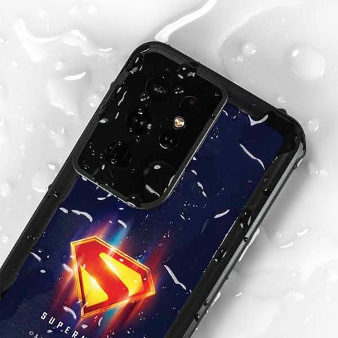 Superman 2025 Energy Shield Neon Emblem Galaxy S24 Ultra Waterproof Case