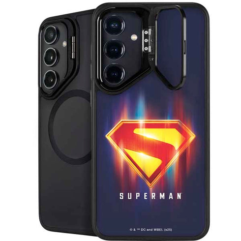 Superman 2025 Energy Shield Neon Emblem Galaxy S25 Plus Kickstand Case