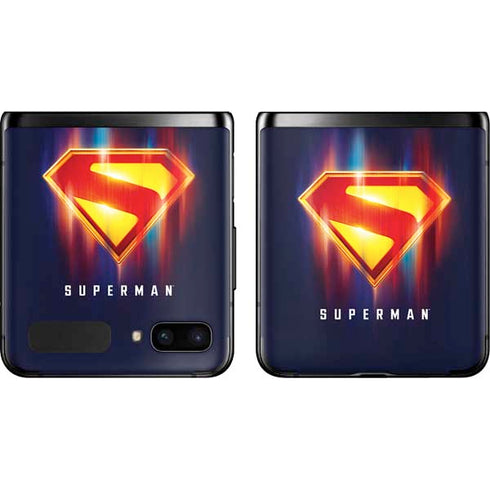 Superman 2025 Energy Shield Neon Emblem Galaxy Z Flip Skin