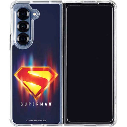 Superman 2025 Energy Shield Neon Emblem Galaxy Z Fold6 Clear Case