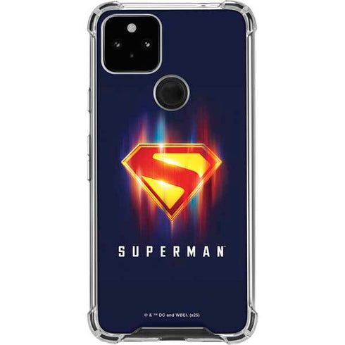 Superman 2025 Energy Shield Neon Emblem Google Pixel 5a 5G Clear Case