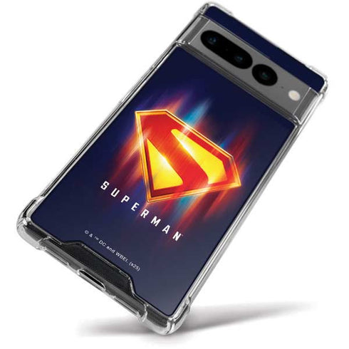 Superman 2025 Energy Shield Neon Emblem Google Pixel 7 Pro Clear Case