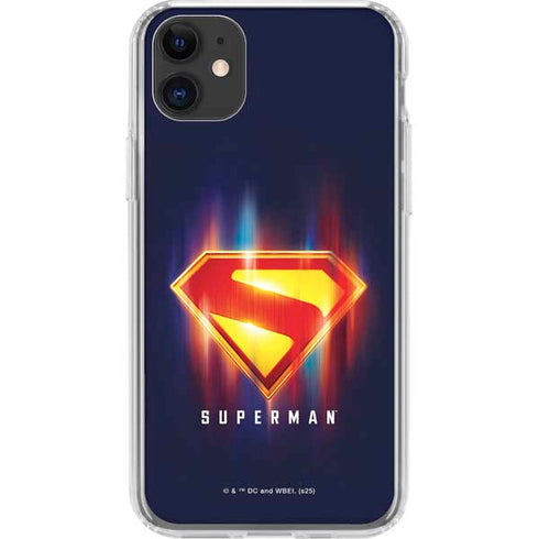 Superman 2025 Energy Shield Neon Emblem iPhone 11 Clear Case