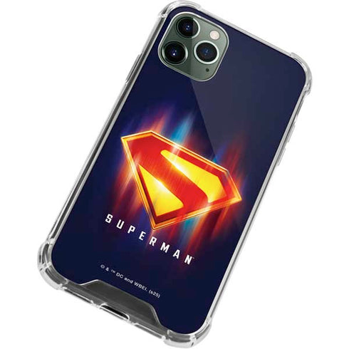 Superman 2025 Energy Shield Neon Emblem iPhone 11 Pro Max Clear Case