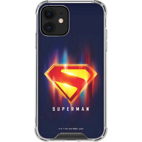 Superman 2025 Energy Shield Neon Emblem iPhone 12 Clear Case