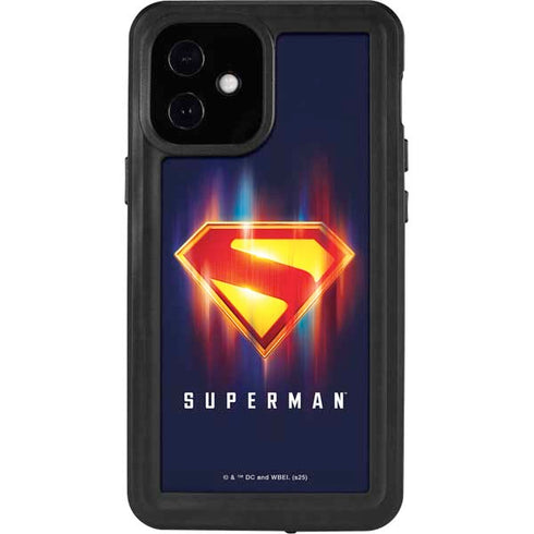 Superman 2025 Energy Shield Neon Emblem iPhone 12 Mini Waterproof Case