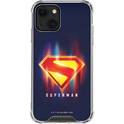 Superman 2025 Energy Shield Neon Emblem iPhone 13 Mini Clear Case