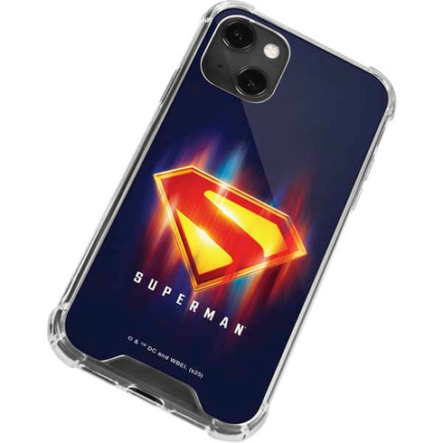 Superman 2025 Energy Shield Neon Emblem iPhone 13 Mini Clear Case