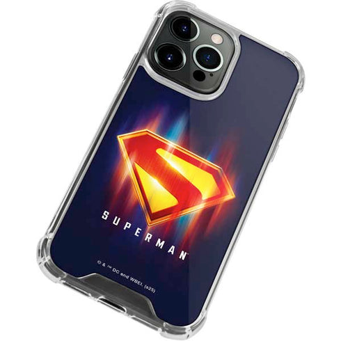 Superman 2025 Energy Shield Neon Emblem iPhone 13 Pro Max Clear Case
