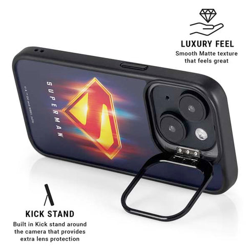 Superman 2025 Energy Shield Neon Emblem iPhone 14 Plus Kickstand Case
