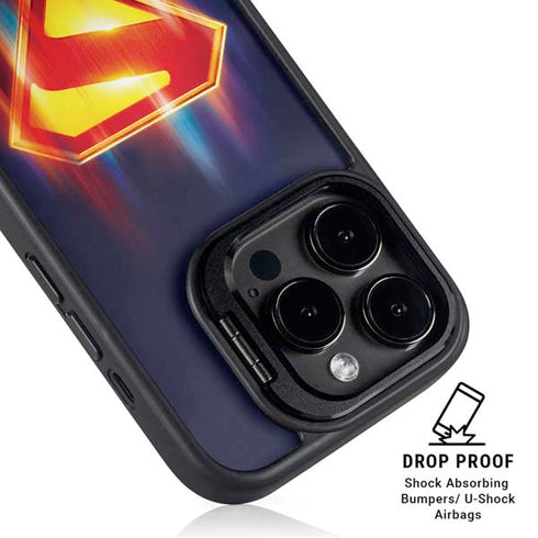 Superman 2025 Energy Shield Neon Emblem iPhone 14 Pro Max Kickstand Case