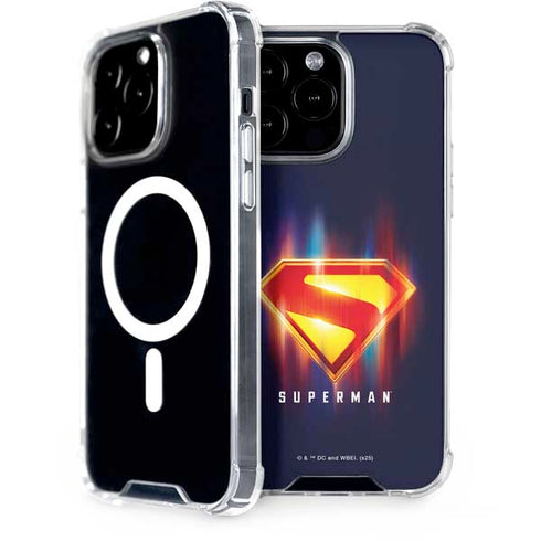 Superman 2025 Energy Shield Neon Emblem iPhone 14 Pro Max MagSafe Case