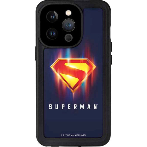 Superman 2025 Energy Shield Neon Emblem iPhone 14 Pro Waterproof Case