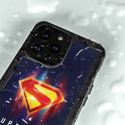 Superman 2025 Energy Shield Neon Emblem iPhone 14 Pro Waterproof Case