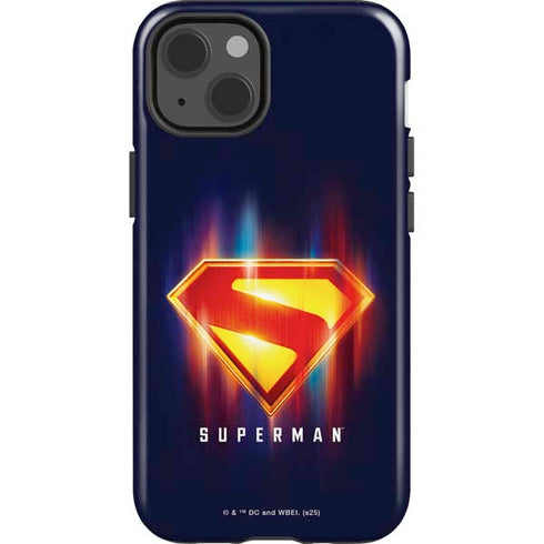 Superman 2025 Energy Shield Neon Emblem iPhone 15 Plus Impact Case