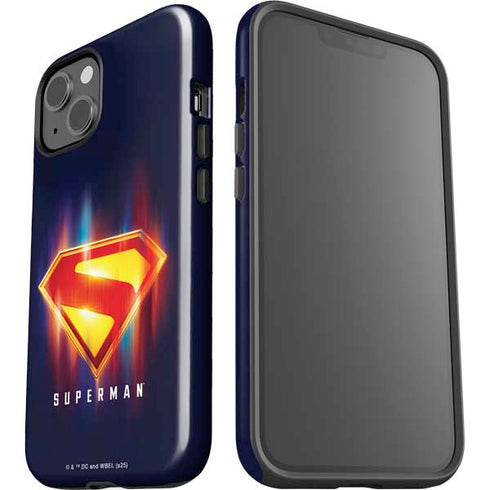 Superman 2025 Energy Shield Neon Emblem iPhone 15 Plus Impact Case
