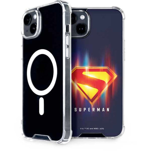 Superman 2025 Energy Shield Neon Emblem iPhone 15 Plus MagSafe Case