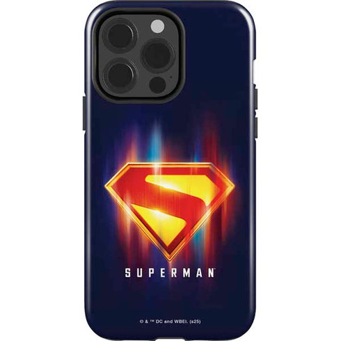 Superman 2025 Energy Shield Neon Emblem iPhone 15 Pro Impact Case