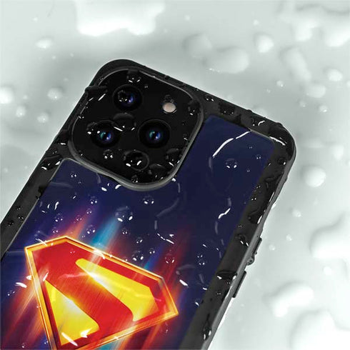Superman 2025 Energy Shield Neon Emblem iPhone 15 Pro Waterproof Case