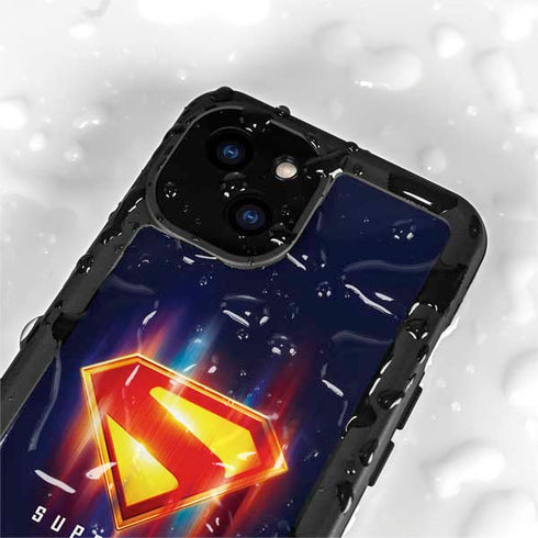 Superman 2025 Energy Shield Neon Emblem iPhone 15 Waterproof Case
