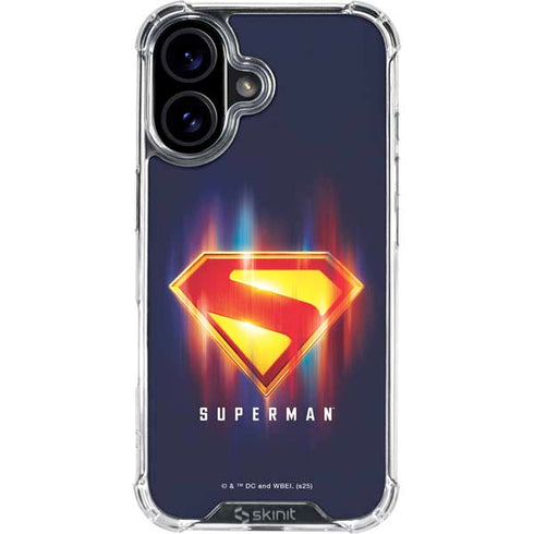 Superman 2025 Energy Shield Neon Emblem iPhone 16 Clear Case