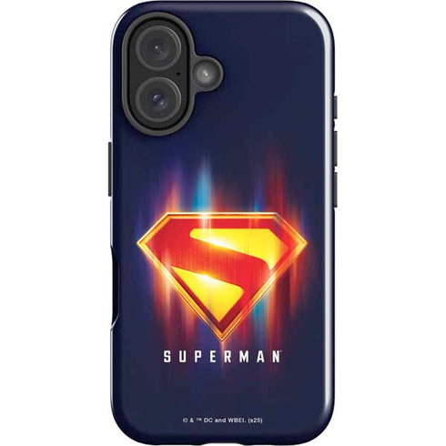 Superman 2025 Energy Shield Neon Emblem iPhone 16 Plus Impact Case