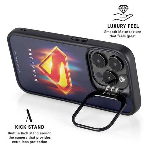 Superman 2025 Energy Shield Neon Emblem iPhone 16 Pro Max Kickstand Case