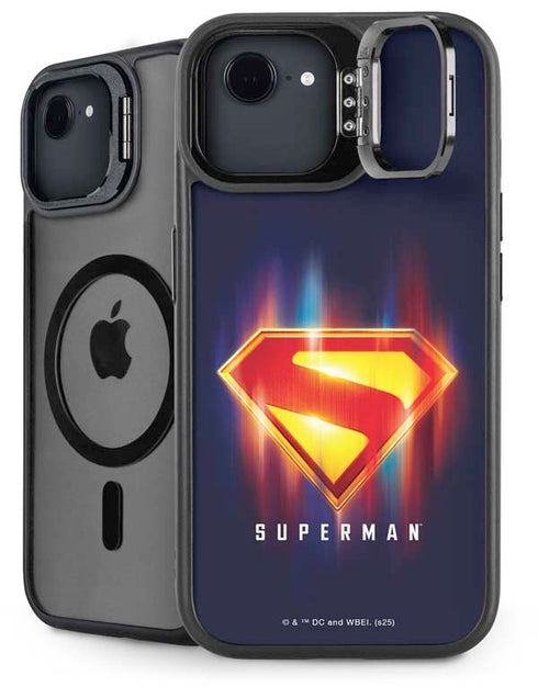 Superman 2025 Energy Shield Neon Emblem iPhone 16e Kickstand Case