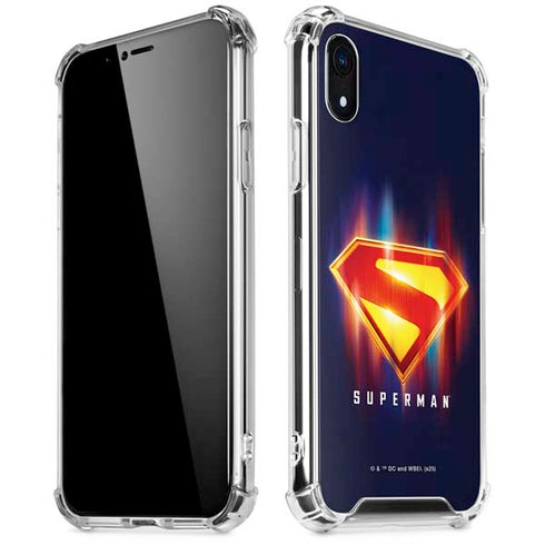 Superman 2025 Energy Shield Neon Emblem iPhone XR Clear Case
