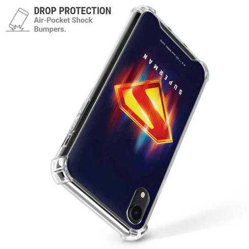Superman 2025 Energy Shield Neon Emblem iPhone XR Clear Case