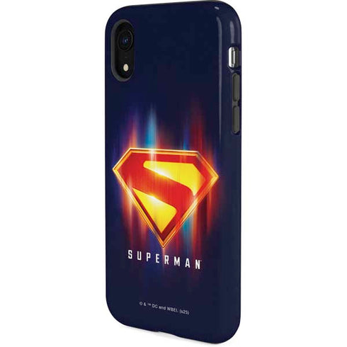 Superman 2025 Energy Shield Neon Emblem iPhone XR Pro Case