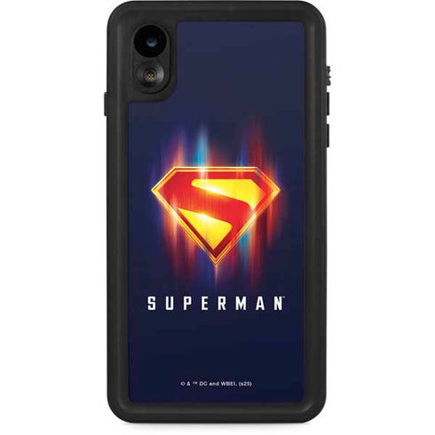 Superman 2025 Energy Shield Neon Emblem iPhone XR Waterproof Case