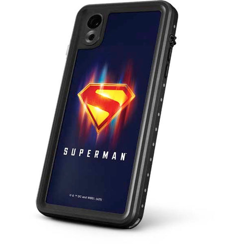 Superman 2025 Energy Shield Neon Emblem iPhone XR Waterproof Case