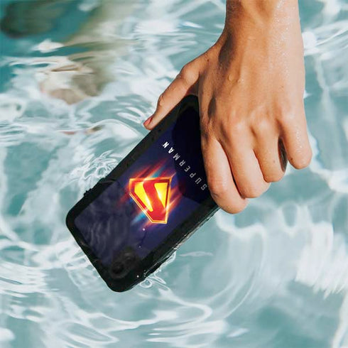 Superman 2025 Energy Shield Neon Emblem iPhone XR Waterproof Case