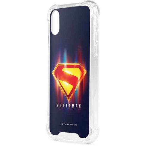 Superman 2025 Energy Shield Neon Emblem iPhone XS Clear Case