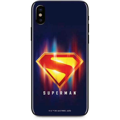 Superman 2025 Energy Shield Neon Emblem iPhone XS Skin