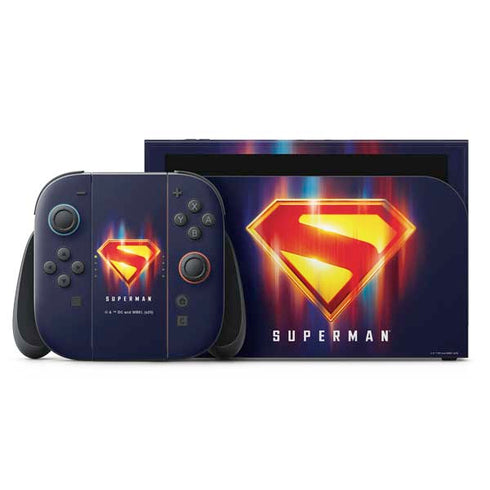 Superman 2025 Energy Shield Neon Emblem Nintendo Switch 2 (2025) with Joy-Con Skin