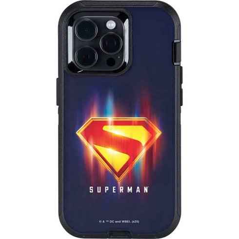 Superman 2025 Energy Shield Neon Emblem Otterbox Defender iPhone Skin